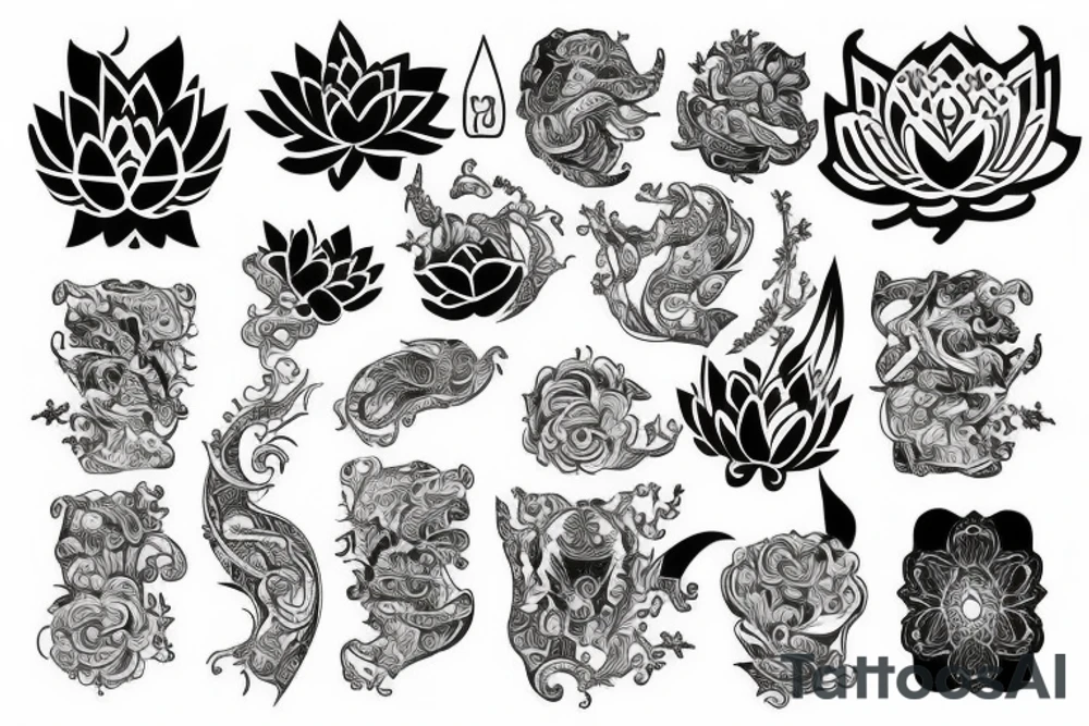 jakuza tattoo with lotus tattoo idea