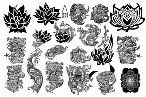 jakuza tattoo with lotus tattoo idea