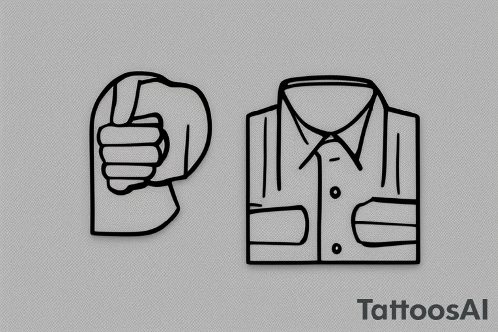a minimalist, abstract sticker of a white business shirt. The shirt should be stylized in black and white, with a clean and simple outline. tattoo idea