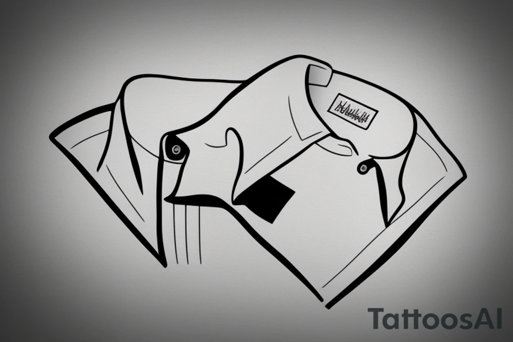 a minimalist, abstract sticker of a white business shirt. The shirt should be stylized in black and white, with a clean and simple outline. tattoo idea