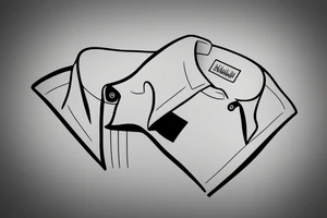 a minimalist, abstract sticker of a white business shirt. The shirt should be stylized in black and white, with a clean and simple outline. tattoo idea