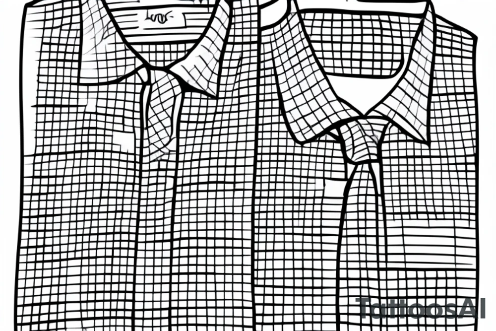 a minimalist, abstract sticker of a white business shirt. The shirt should be stylized in black and white, with a clean and simple outline. tattoo idea