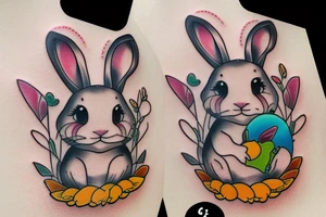 Cute rabbit colourful tattoo idea