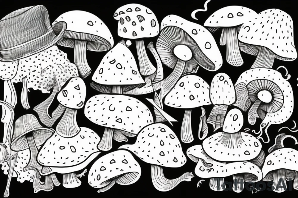 Witch with a mushroom hat tattoo idea