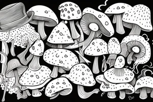 Witch with a mushroom hat tattoo idea