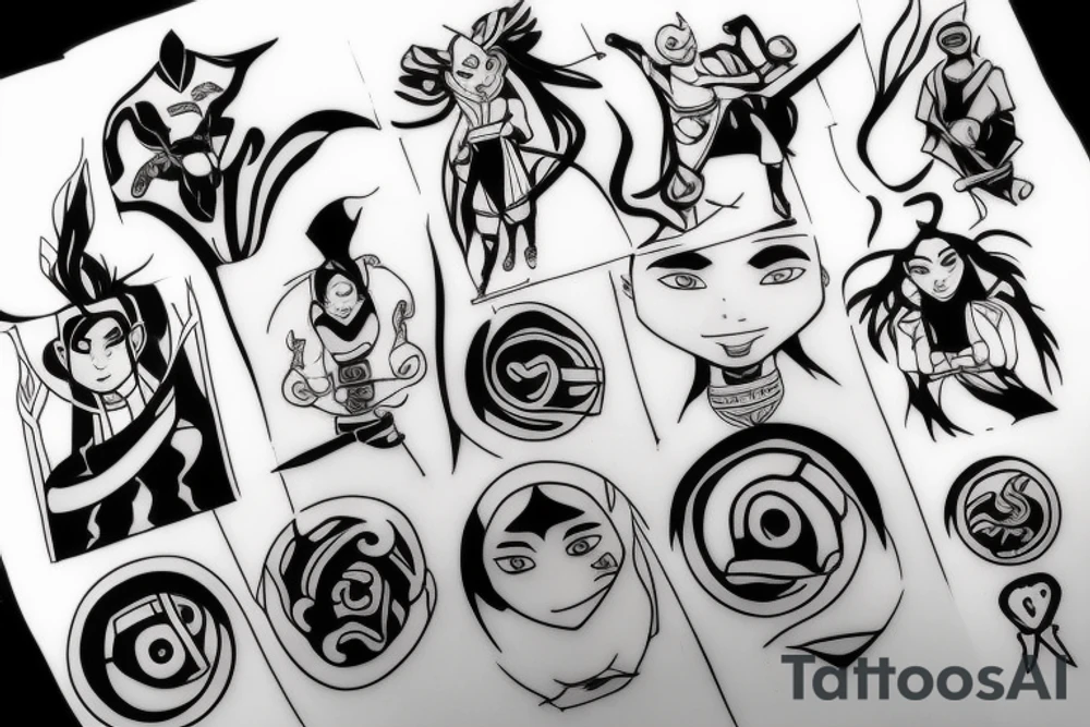 Katara from cartoon «Aang the last airbender» tattoo idea