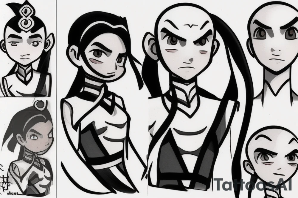 Katara from cartoon «Aang the last airbender» tattoo idea