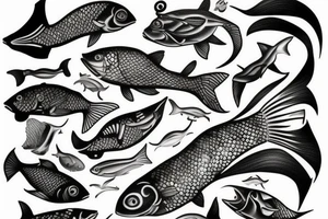 Fish in sea tattoo idea