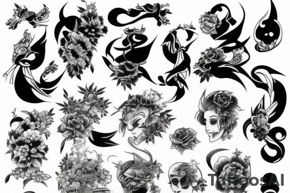 japanese leg style tattoo idea