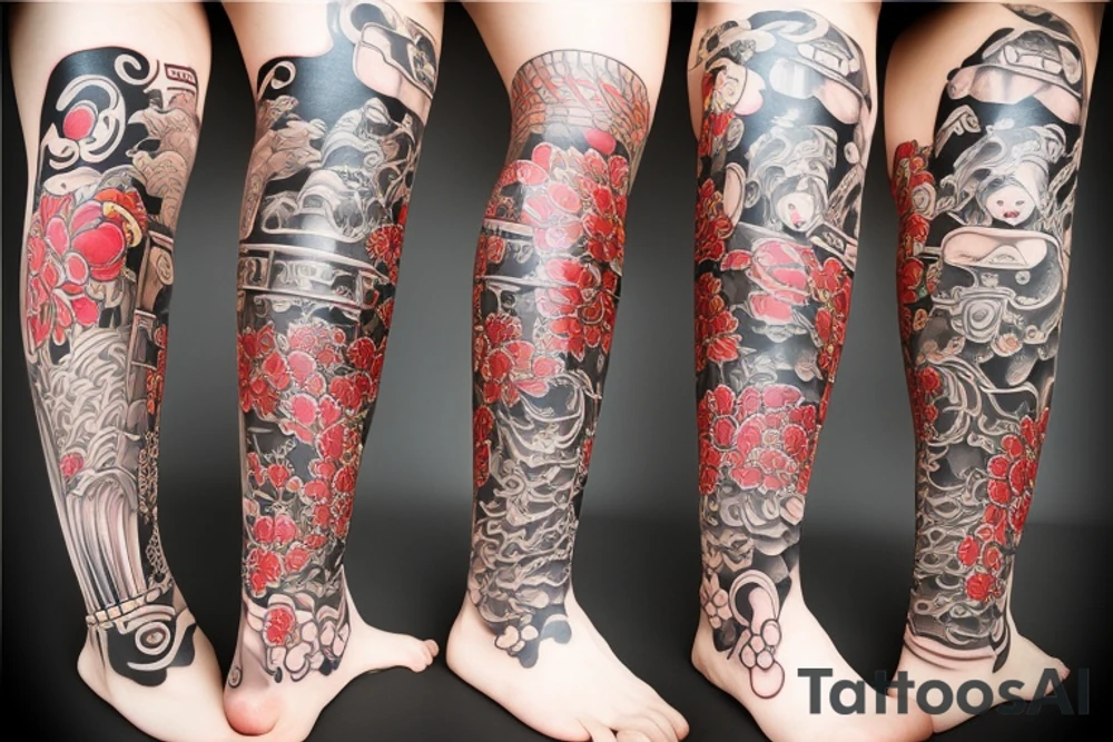 japanese leg style tattoo idea