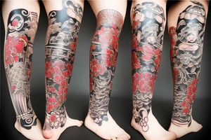 japanese leg style tattoo idea