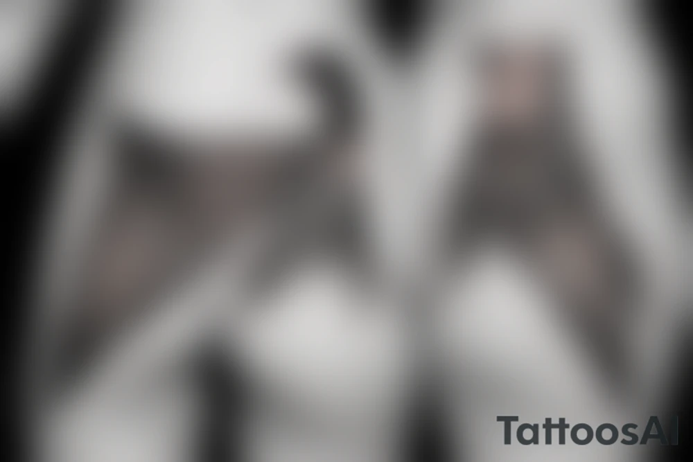 two black crows, symmetrically, on the girl's pelvis, triangle down tattoo idea