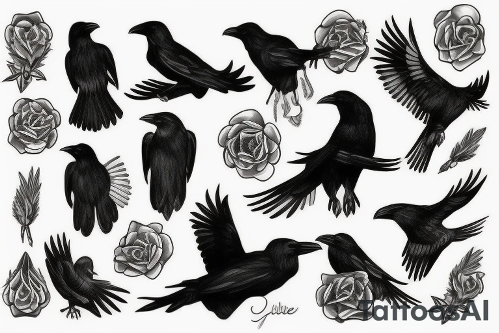two black crow tattoo idea