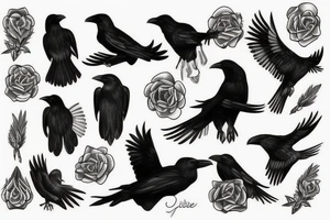 two black crow tattoo idea