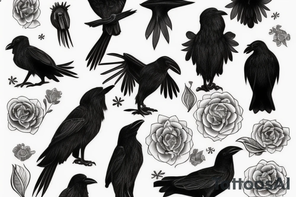two black crow tattoo idea