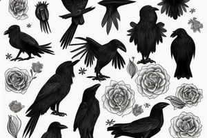 two black crow tattoo idea