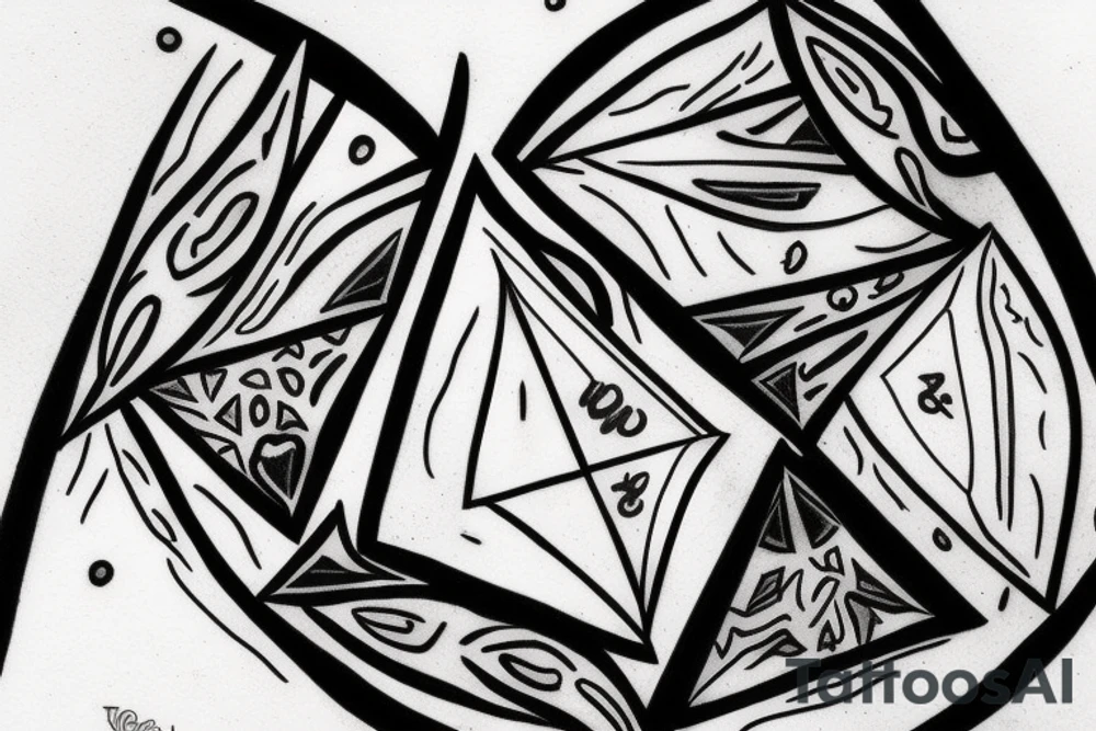 one raven looks to the left, the second raven looks to the right, there is a triangle in the middle tattoo idea