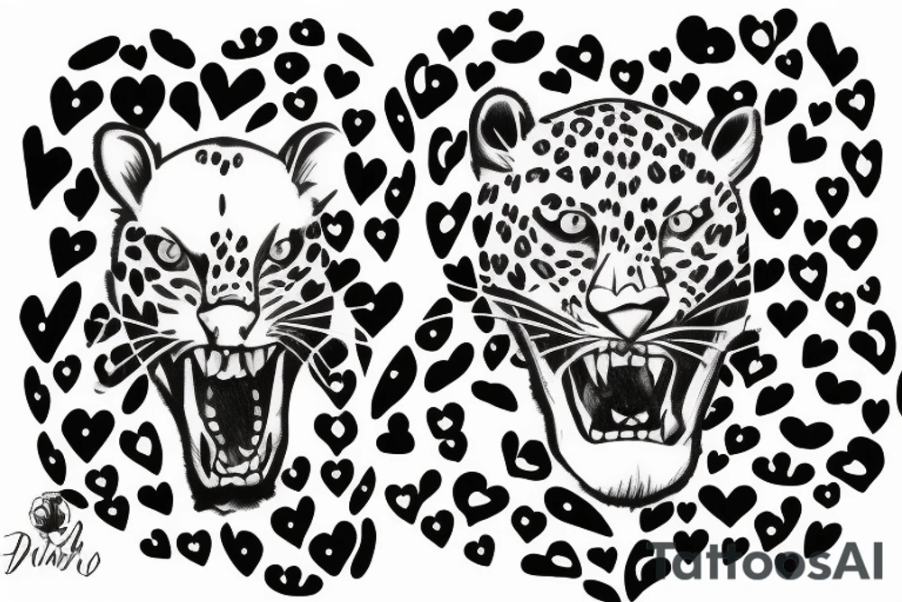 Leopard with hearts instead of stains tattoo idea