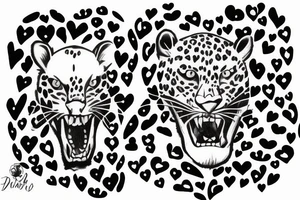 Leopard with hearts instead of stains tattoo idea