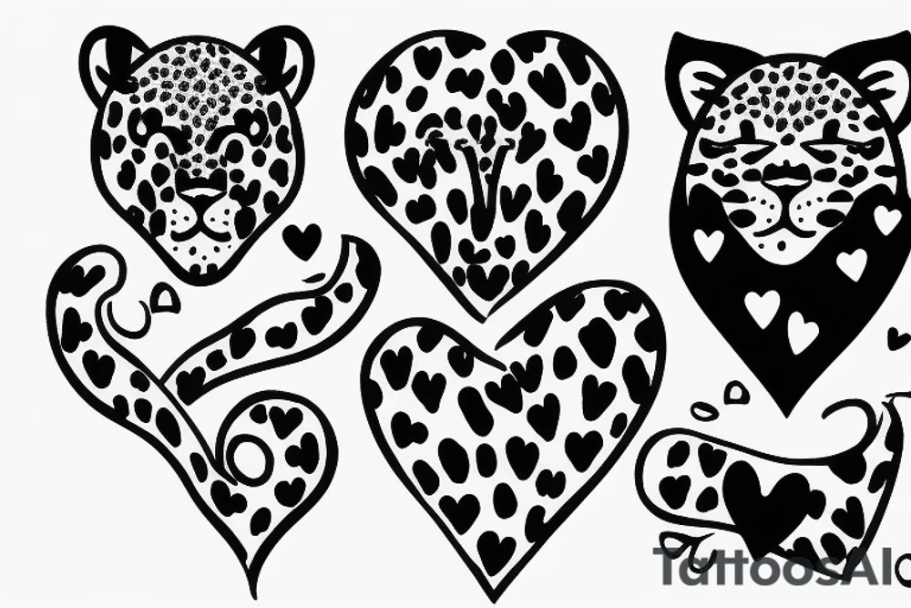 Leopard with hearts instead of stains tattoo idea