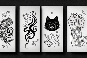 smoke in the form of lines and a black cat tattoo idea