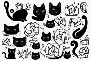 smoke in the form of lines and a black cat tattoo idea