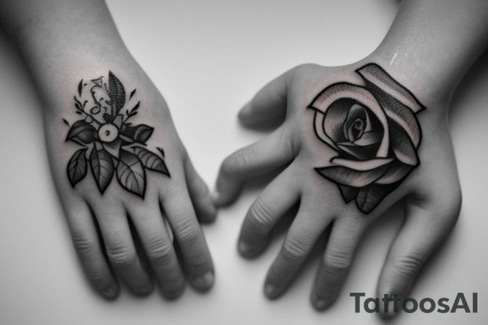 baby hand holding mother's finger tattoo idea