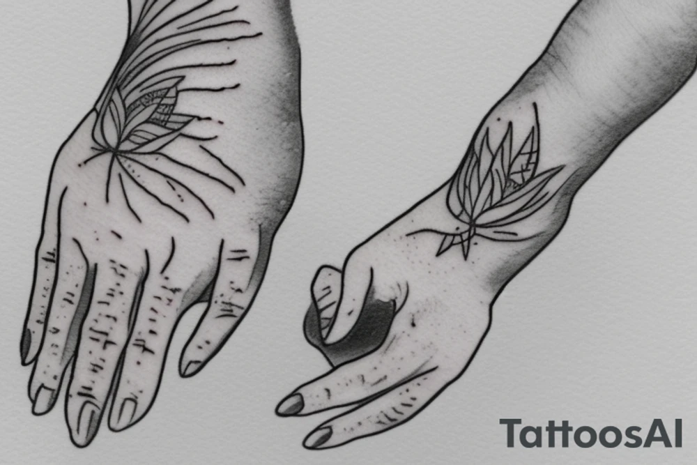sketch of a tattoo, a small baby’s hand holds mom's finger tattoo idea