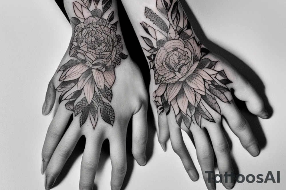 sketch of a tattoo, a small baby’s  hand holds mom's finger tattoo idea