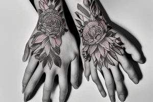 sketch of a tattoo, a small baby’s  hand holds mom's finger tattoo idea