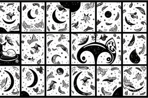 Cat under moon tattoo idea