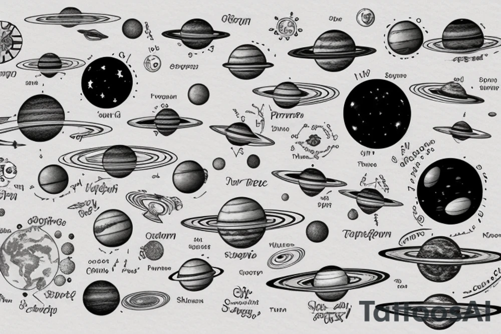 Map of our solar system tattoo idea