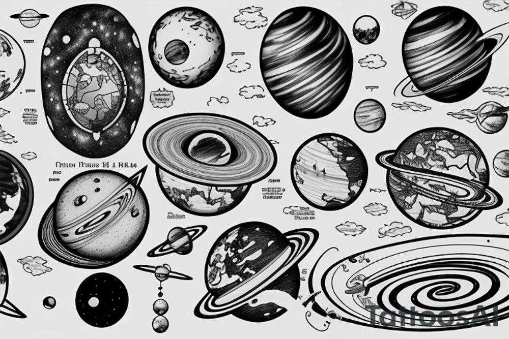 Map of our solar system tattoo idea
