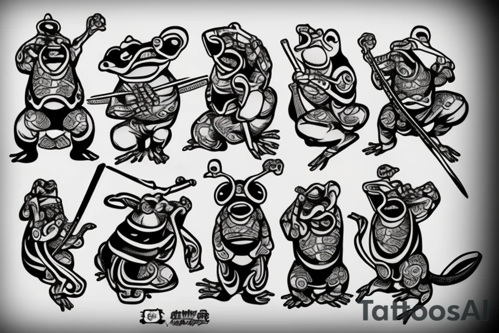 Samurai frog tattoo idea