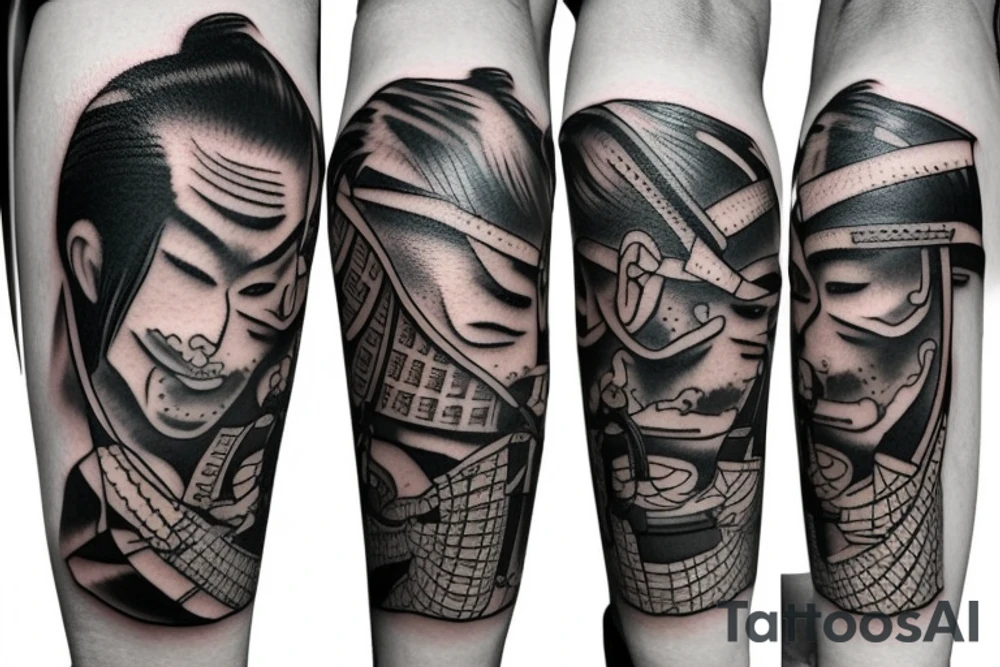 Samurai with samurai sword tattoo idea