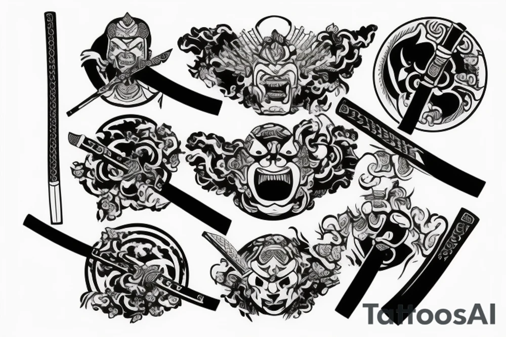 Samurai with samurai sword tattoo idea