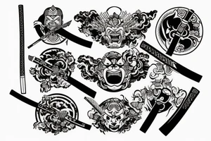 Samurai with samurai sword tattoo idea