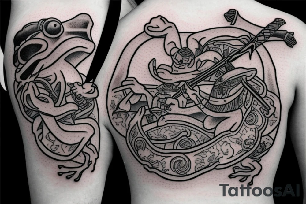 Frog with samurai sword tattoo idea