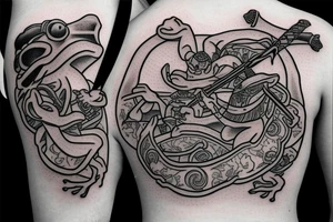 Frog with samurai sword tattoo idea
