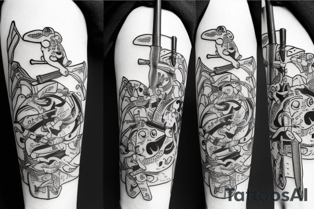 Frog with samurai sword tattoo idea