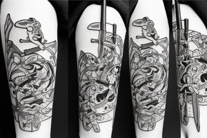 Frog with samurai sword tattoo idea