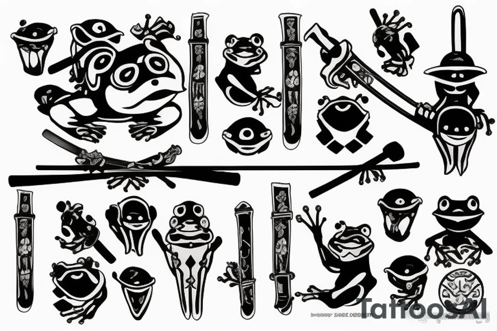 Frog with samurai sword tattoo idea