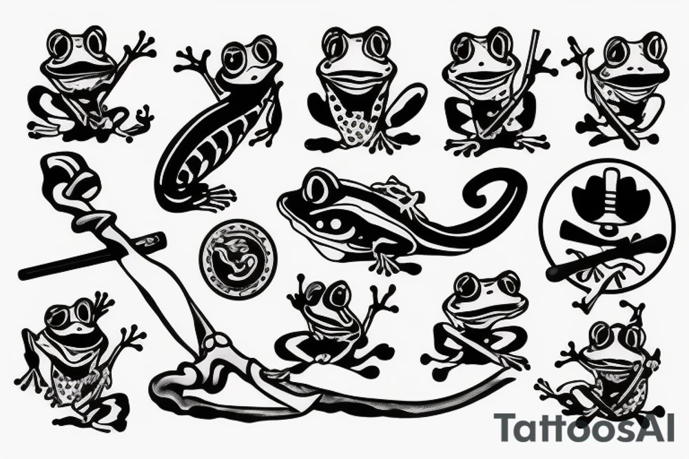 Frog with samurai sword tattoo idea