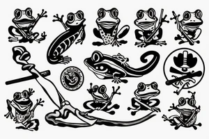 Frog with samurai sword tattoo idea