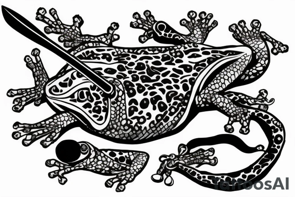 Frog with samurai sword tattoo idea