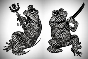 Frog with samurai sword tattoo idea