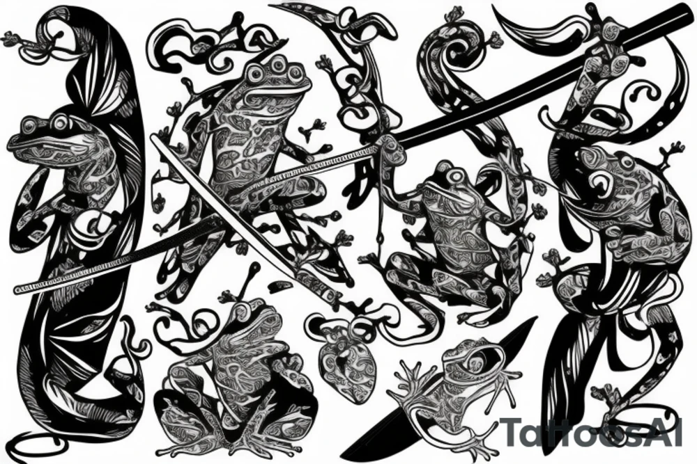 Frog with samurai sword tattoo idea