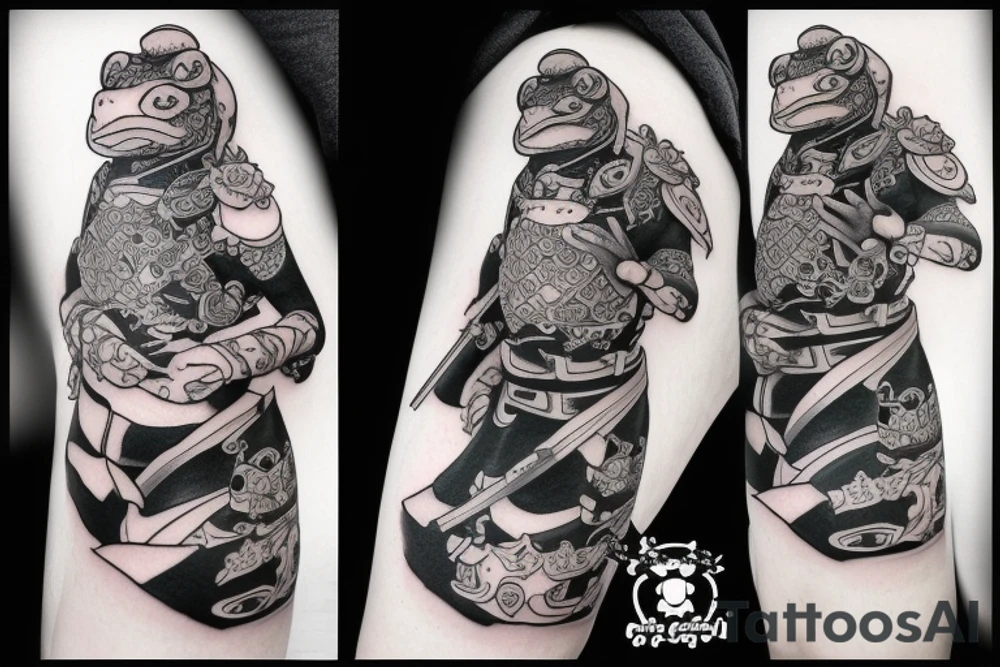 Frog with samurai armor tattoo idea