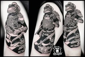 Frog with samurai armor tattoo idea