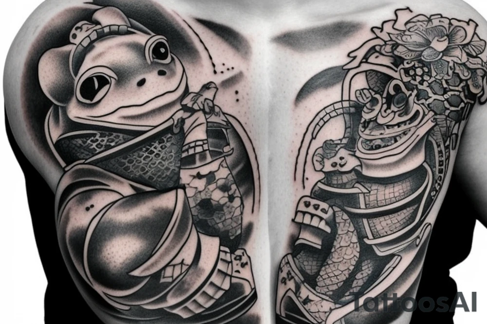 Frog with samurai armor tattoo idea